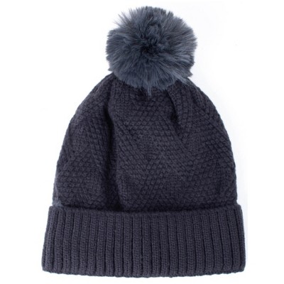 Women's Solid Color 100% Acrylic Cable Knit Hat with pom
