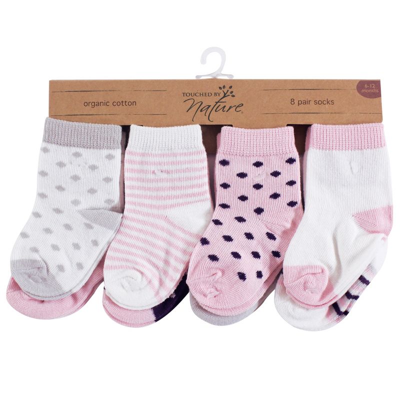 Touched by Nature Baby Girl Organic Cotton Socks, Navy Lt. Pink, 2 of 11