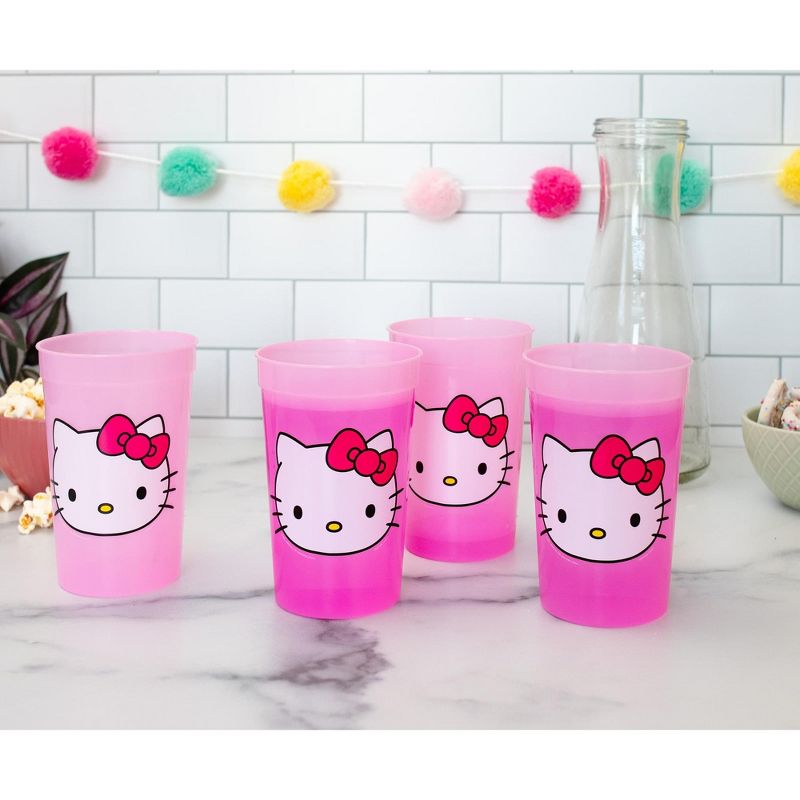 Silver Buffalo Sanrio Hello Kitty 4-Piece Color-Change Plastic Cup Set | Each Holds 15 Ounces, 5 of 10