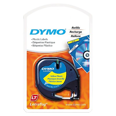 DYMO LetraTag Plastic Label Tape Cassette - 1/2in x 13ft - Hyper Yellow