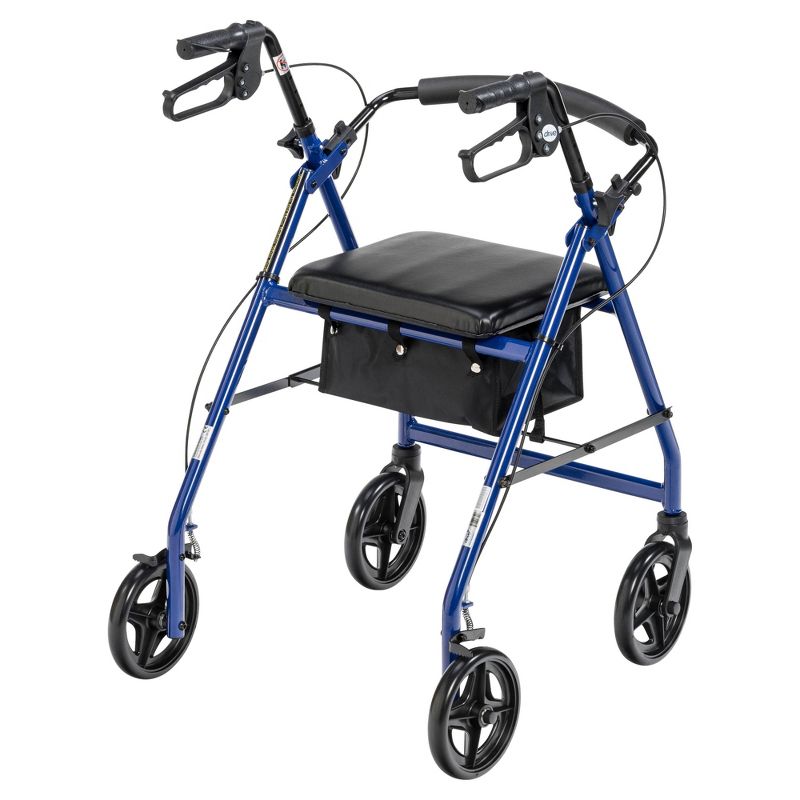 Drive Medical Aluminum Rollator with Fold Up and Removable Back Support and Padded Seat, Blue, 4 of 10