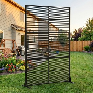 Wooakway 72 Inch Black 3 Panel Woven Room Divider Patio Decorative Screen Freestanding Privacy Trellis - 1 of 4