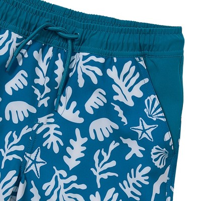 Lands' End Kids Chlorine Resistant Stretch Hydroliner Sport Swim Trunks - X-Large - Sea Life/Teal — фото 2