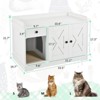 VisioGear Cat Litter Box Enclosure, Indoor Cat House with Storage Drawer Side Table, Cat Box Cabinet for Living Room, White, 33.5"*19.7"*21.7" - 3 of 4