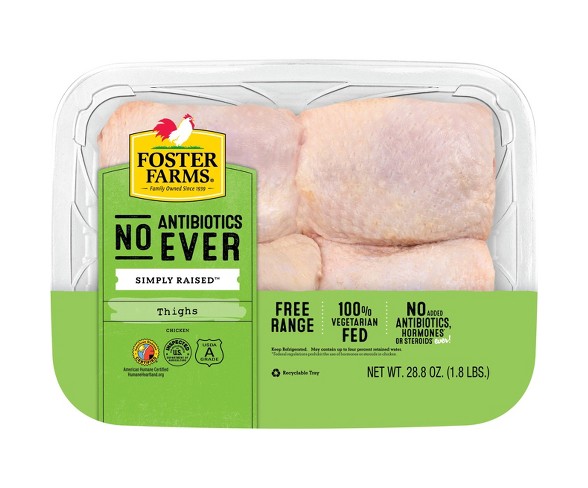 Foster Farms No Antibiotics Ever Chicken Thighs - 1.8lbs