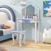 Tangkula Kids Vanity Table and Chair Set Princess Makeup Table with Stool Removable Tri-Folding Mirror - 3 of 4