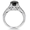 Pompeii3 2 1/4ct Vintage Black Diamond Engagement Ring 14K White Gold - 3 of 4