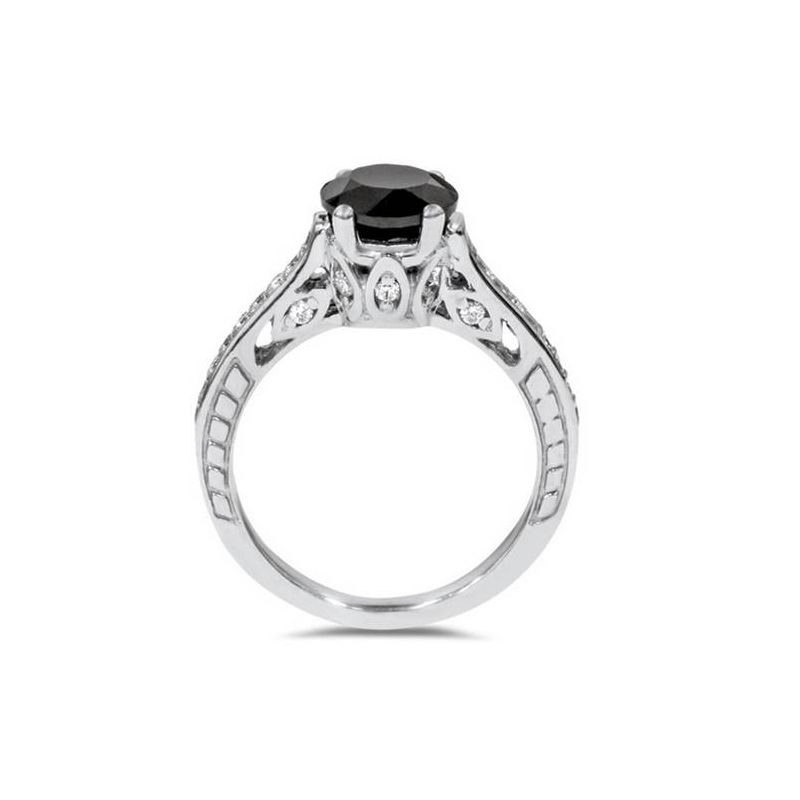 Pompeii3 2 1/4ct Vintage Black Diamond Engagement Ring 14K White Gold, 3 of 6