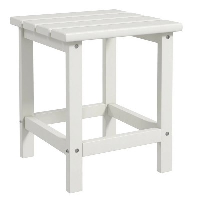 18'' White Square Patio End Table, Weather Resistant Outdoor HDPE Table