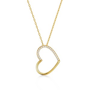 Guili 14K Gold or Rose Gold Plated Necklace with Cubic Zirconia Heart Pendant – A Timeless & Elegant Piece for Everyday Wear & Special Occasions. - 1 of 3