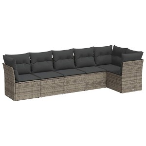 vidaXL Garden Sofa Set Beige Poly Rattan Large UV-resistant materials - Gray Without table - 1 of 4