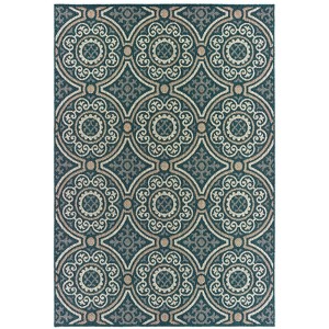 Oriental Weavers Latitude 609B3 Teal/ Grey Indoor/Outdoor Area Rug - 3'3" x 5' - 1 of 4
