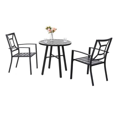 3pc Metal Table & Chairs - Black - Captiva Designs