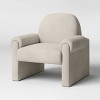 Sculptural Accent Chair Velvet Tan - Threshold™: Wooden Frame, Round Padded Back, Open-Base Design - 2 of 4