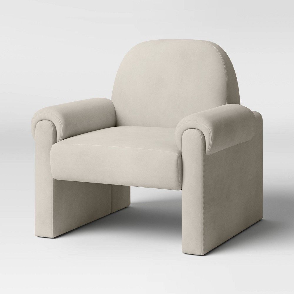 Photos - Sofa Sculptural Accent Chair Velvet Tan - Threshold™