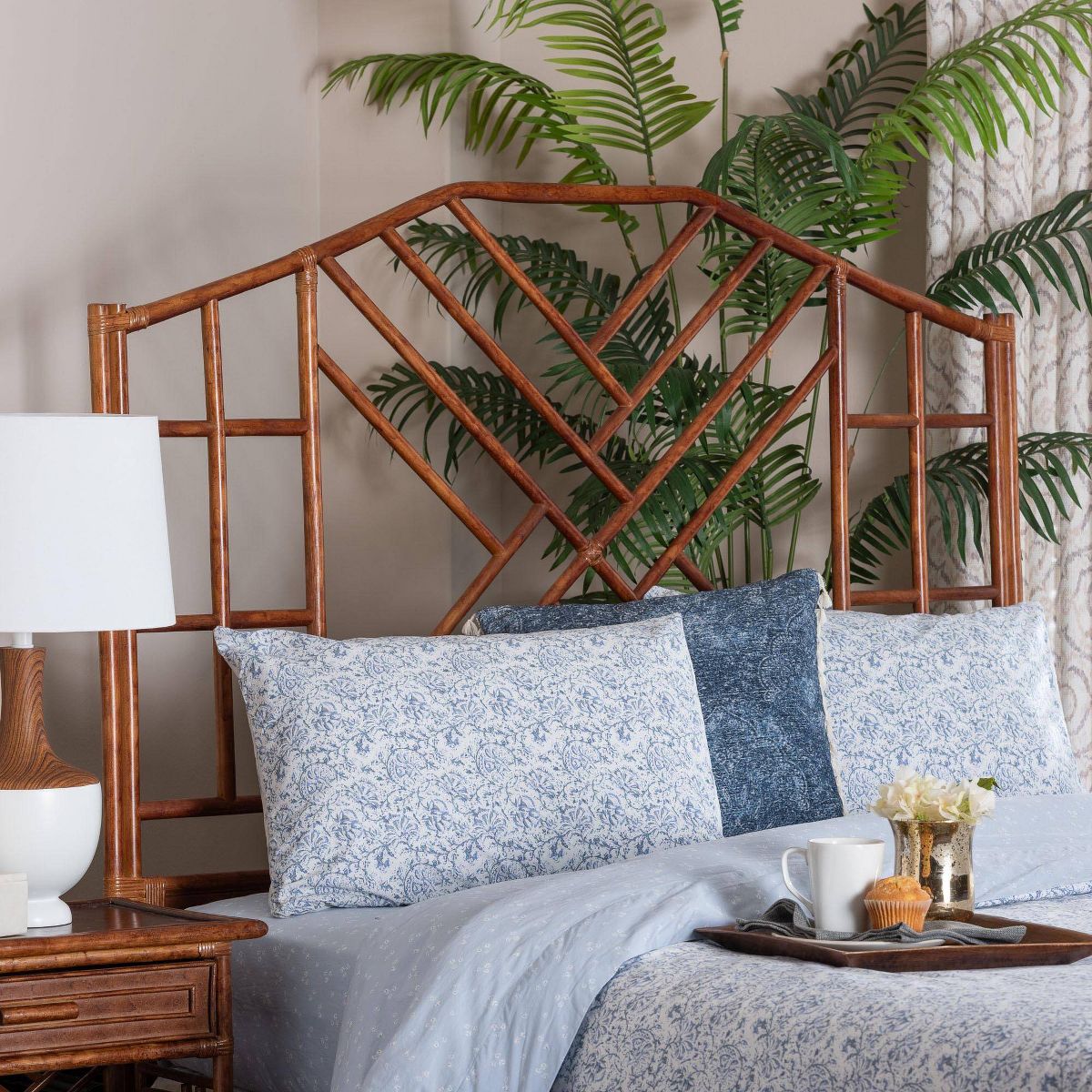 bali & pari Kachiri Marbled Tortoise Natural Rattan Headboard Brown - thumbnail 4