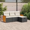 vidaXL Patio Sofa Set with Cushions Outdoor Furniture 4 Piece Poly Rattan - Black and Cream with Storage - 2 of 4