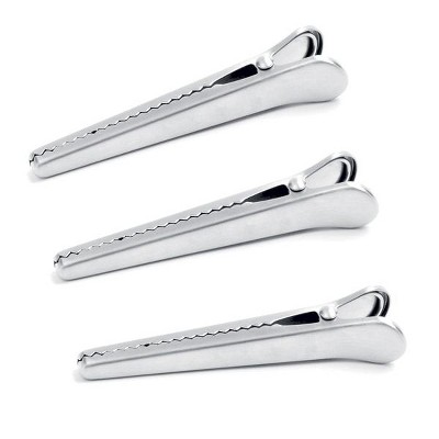 Norpro 3pc Stainless Steel Ultimate Jaw Clips - 4.5" Metal Squeeze Chip Bag Clip
