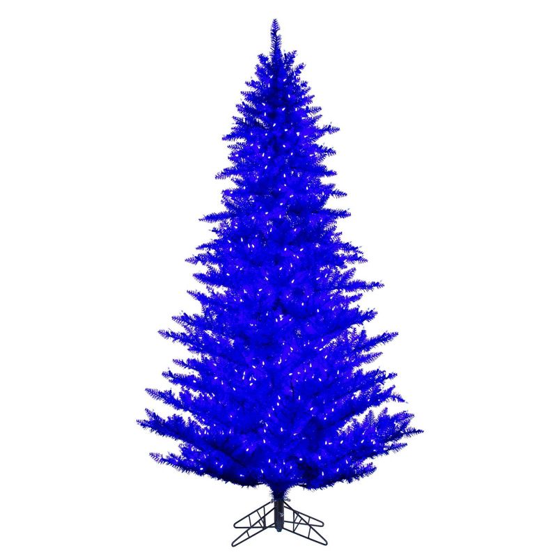 Vickerman 3' x 25" Blue Artificial Pre-Lit Christmas Tree with White LED Mini Lights and Plastic Tree Stand, 1 of 2