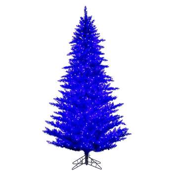 Vickerman 3' x 25" Blue Artificial Pre-Lit Christmas Tree with White LED Mini Lights and Plastic Tree Stand