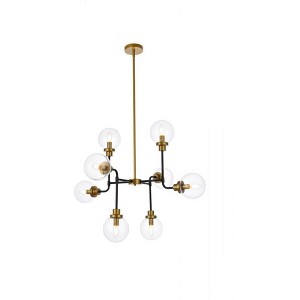 Elegant Lighting Hanson 8 lights pendant in black with brass with clear shade - 1 of 4