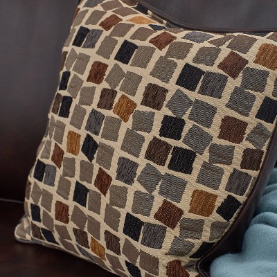 Chestnut Brown Faux Leather Track Arm Sofa with Removable Cushions