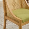 Rattan Dining Chair - Rubberwood Frame Side Chairs with Linen Upholstery for Kitchen & Dining, Natural Finish-- Frevyn - 3 of 4