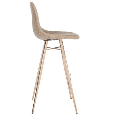 Transitional Deluxe Copper Finish Bar Stool with Brown Faux Leather