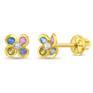 Girls' Sparkling Flower Screw Back 14k Gold Earrings - In Season Jewelry - 1 of 3