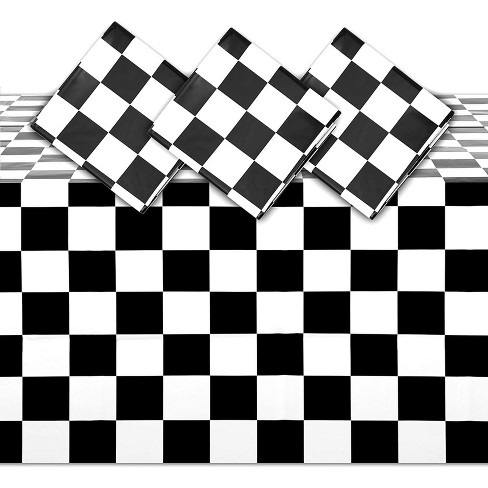 Sparkle And Bash 3 Pack Checkered Plastic Tablecloth Black And White Party Decor 54 X 108 In Target