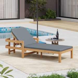 Christopher Knight Home Paolo Outdoor Adjustable Acacia Wood Chaise Lounge with Cushion - 1 of 4