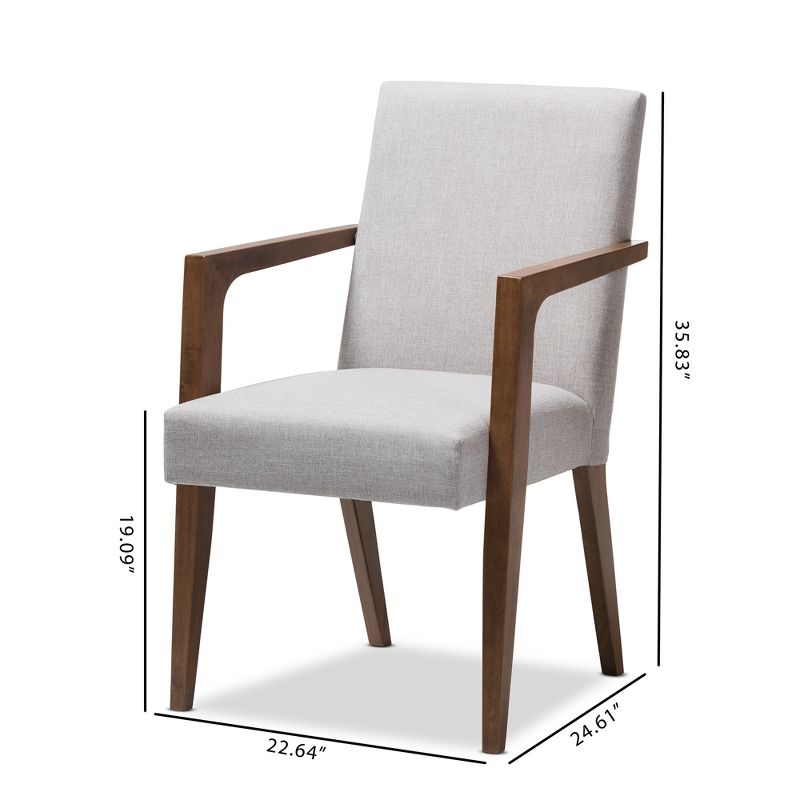 Set of 2 Andrea Mid - Century Modern Upholstered Wooden Armchair - Grayish Beige - Baxton Studio, 5 of 8