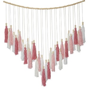 Aoibox Blush Pink Macrame Wall Hanging, Boho Decor with Tassels, Farmhouse Style Wooden Beads, Nursery Living Room Dorm D¨¦cor - 1 of 4