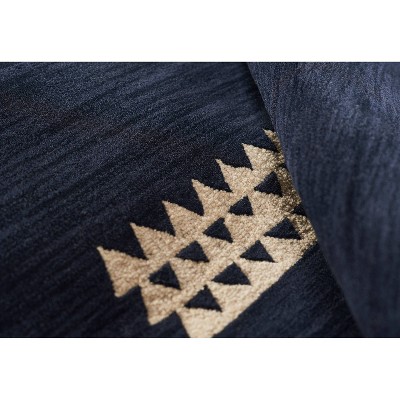 Navy and Beige Hand-Tufted Wool Runner Rug 2'6" x 8'