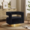 LuxenHome Upholstered Black Velvet Open Back Club Chair with Gold Base - image 2 of 4