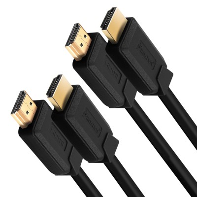 Insten - 2 Pack HDMI Male to Male Cable, 2.1 Version, 8K 60Hz, 48Gbps, PVC Cable, Gold Connectors, 1.5ft , Black
