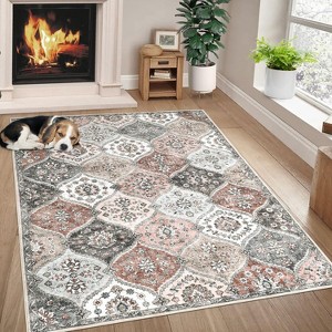 Washable Rugs Vintage Oriental Area Rug Indoor Floor Carpet Non Slip Non Shedding Rug for Bedroom Living Room - 1 of 4
