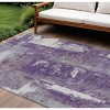 Purple And Ivory Abstract Washable Indoor Outdoor Area Rug - 2 of 4