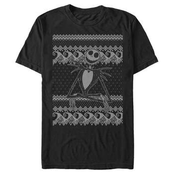 Men's The Nightmare Before Christmas Jack Skellington Distressed Christmas Sweater T-Shirt