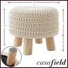Hand-Knitted Cotton Pouf Ottoman Footstool, 13" Round x 11" High, Compact Boho Accent Footrest for Living Room and Bedroom - 3 of 4