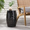 Barrel-Shaped Metal Outdoor End Table with Lace-Cut Design, Transitional Accent Table for Patio or Indoors, Patio End Tables -Christopher Knight Home - 2 of 4