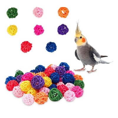 Zodaca 50 Pack Small Rattan Ball Bird Toy for Parakeet, Cockatiel, Parrot Cage Accessories Toys, 1.5 in