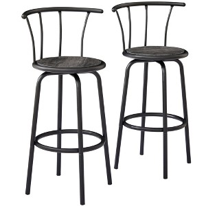 VECELO 27.3 in. Bar Stools Set of 2, Metal Barstools with Back, Tall Chair for Pub or Kitchen, Brown/Gray - 1 of 4