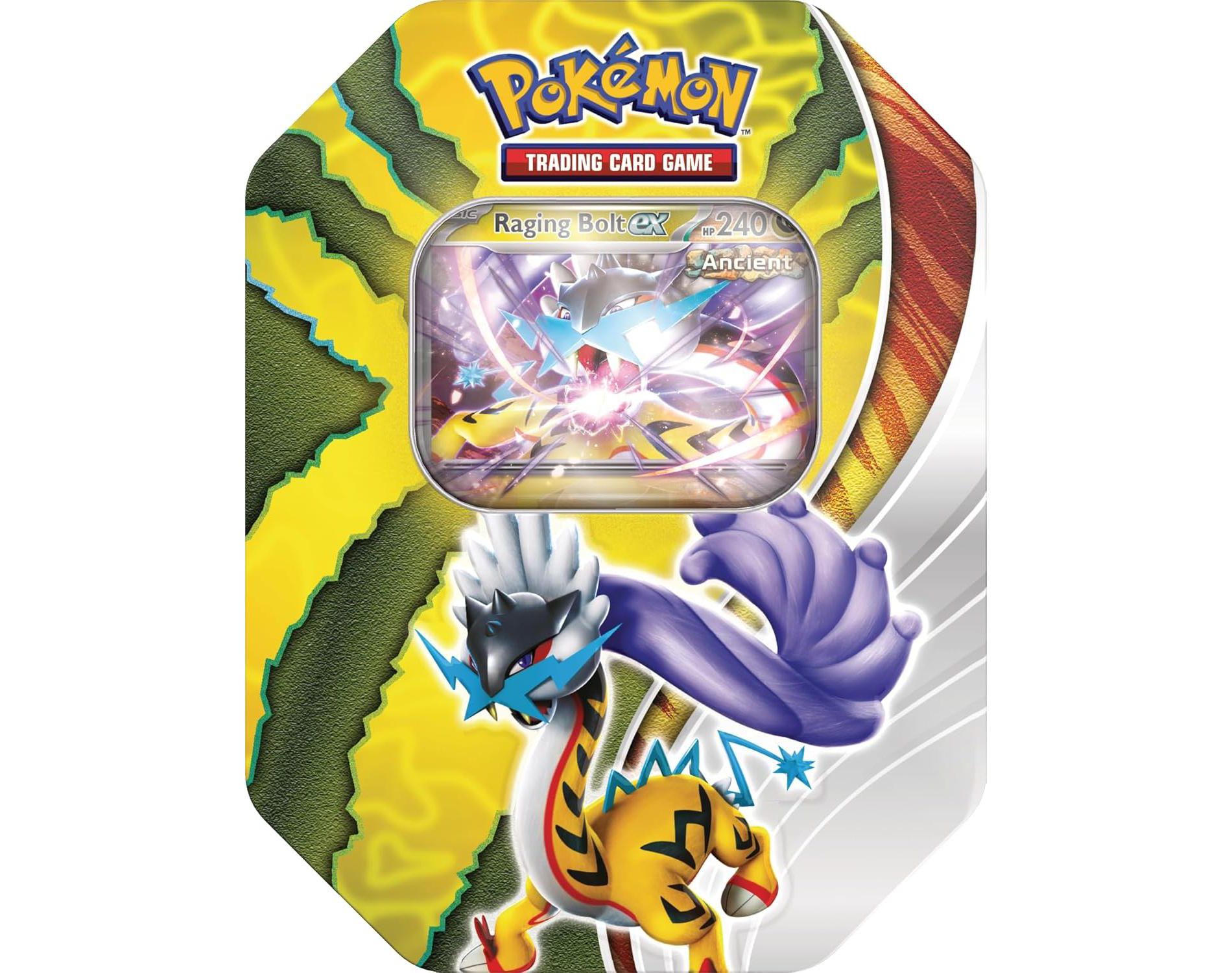 Pokemon TCG: Paradox Destinies Tin - Raging Bolt ex (1 Foil Promo Card & 4 Booster Packs)