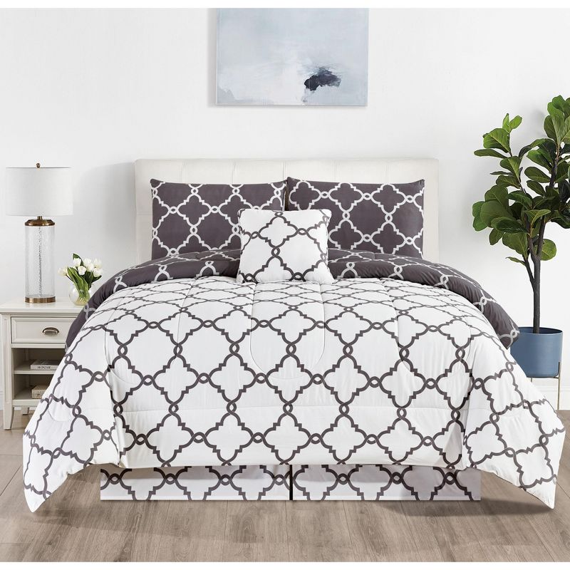 Lux Decor Collection 5 Piece Comforter Set Reversible - Microfiber Down Alternative Bedding Comforter Set, 4 of 9