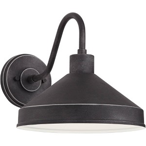 Franklin Iron Works Ashe 10" High Modern Outdoor Wall Light Fixture Mount Porch House Exterior Outside Dark Sky Weatherproof Iron Black Finish Metal - 1 of 4