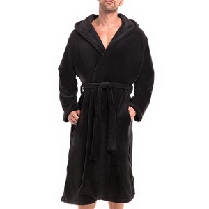Alexander Del Rossa Men's Lightweight Fleece Robe with Hood, Soft Bathrobe - 1 of 4