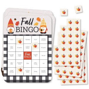 Big Dot of Happiness Fall Gnomes - Bingo Cards and Markers - Autumn Harvest Party Bingo Game - Set of 18 - 1 of 4