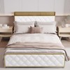 King Size Platform Bed Frame with Charging Station and LED Lights, King Bed Frame with Velvet Storage Headboard, Noise Free - 2 of 4