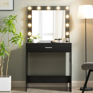 FONTOI Vanity Desk with Mirror & Tri-color Switching, Dressing Table for Bedroom, Black, 27.7"*15.7"*54.3" - 1 of 4